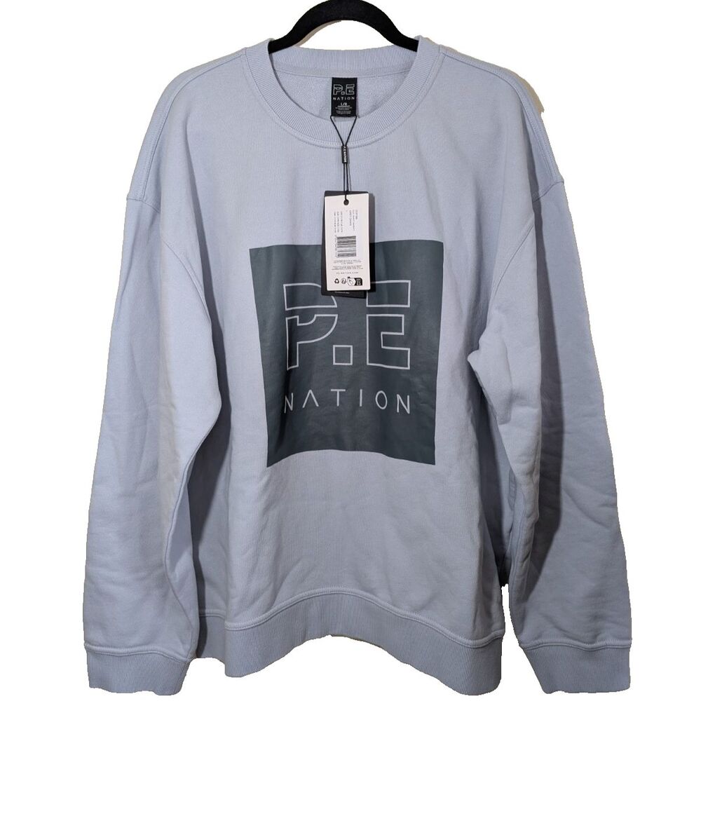 P.E Nation Women's CUT SHOT Sweatshirt GREY DAWN Organic Cotton Athleisure Large